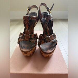 Miu Miu Brown Snakeskin Platform Heels. Fits 36.5